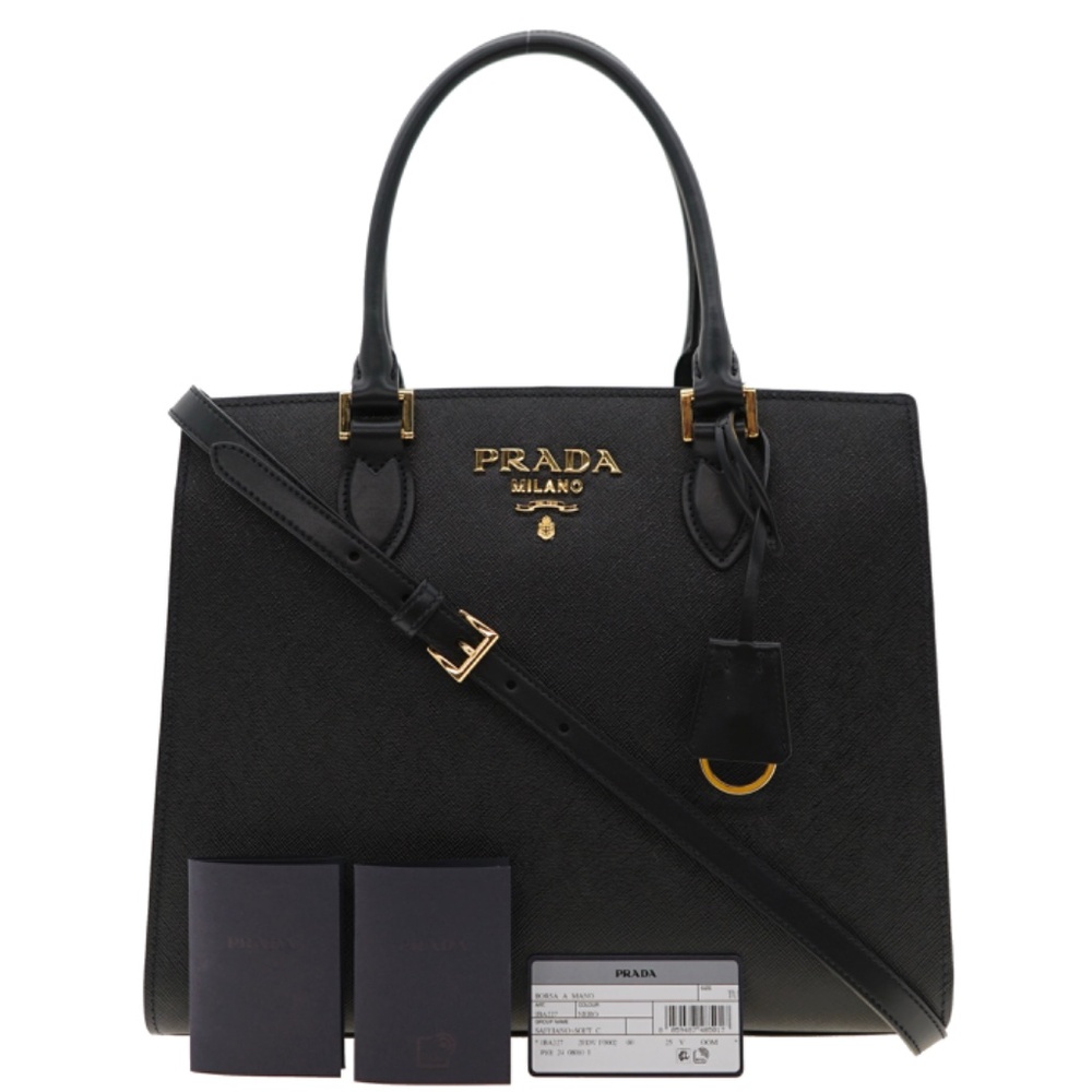Prada Tote Saffiano Lux Medium Shoulder Bag Black New - Picture 4 of 7